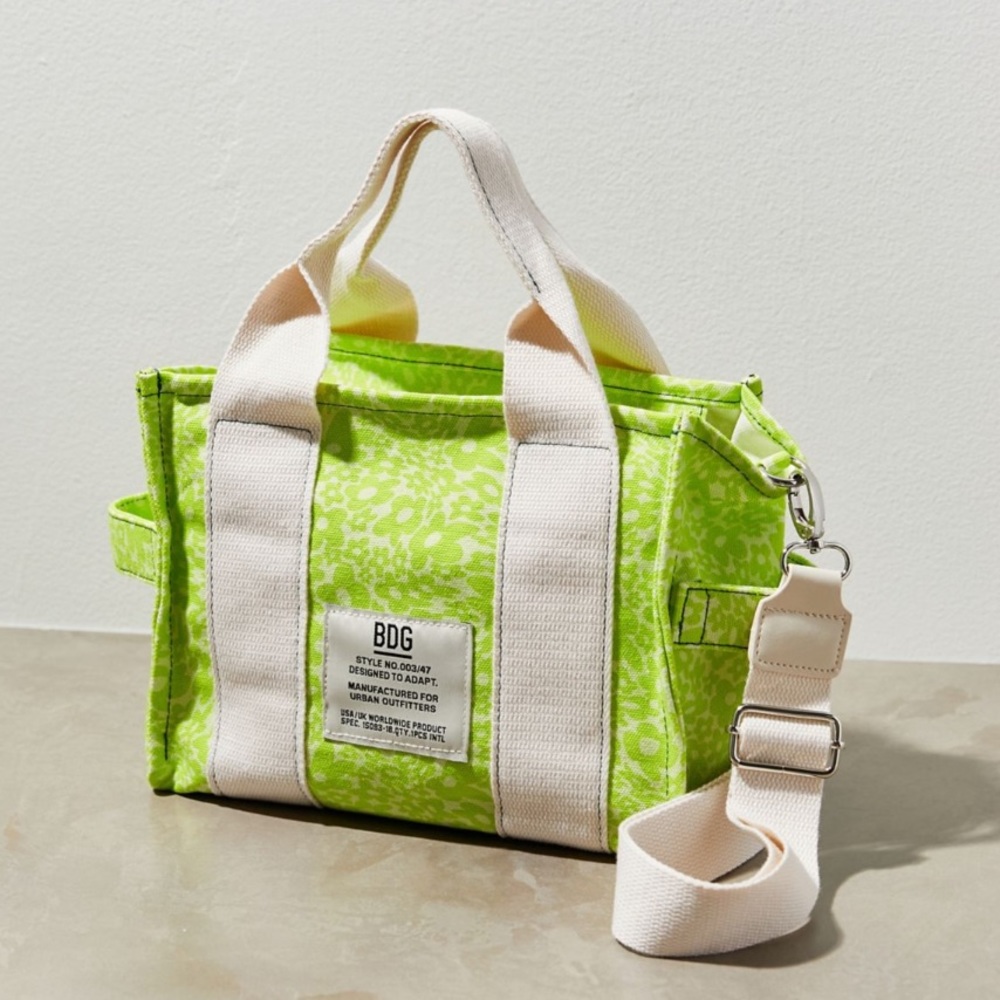 Urban Outfitters Lime Green Canvas Tote with Cream Straps